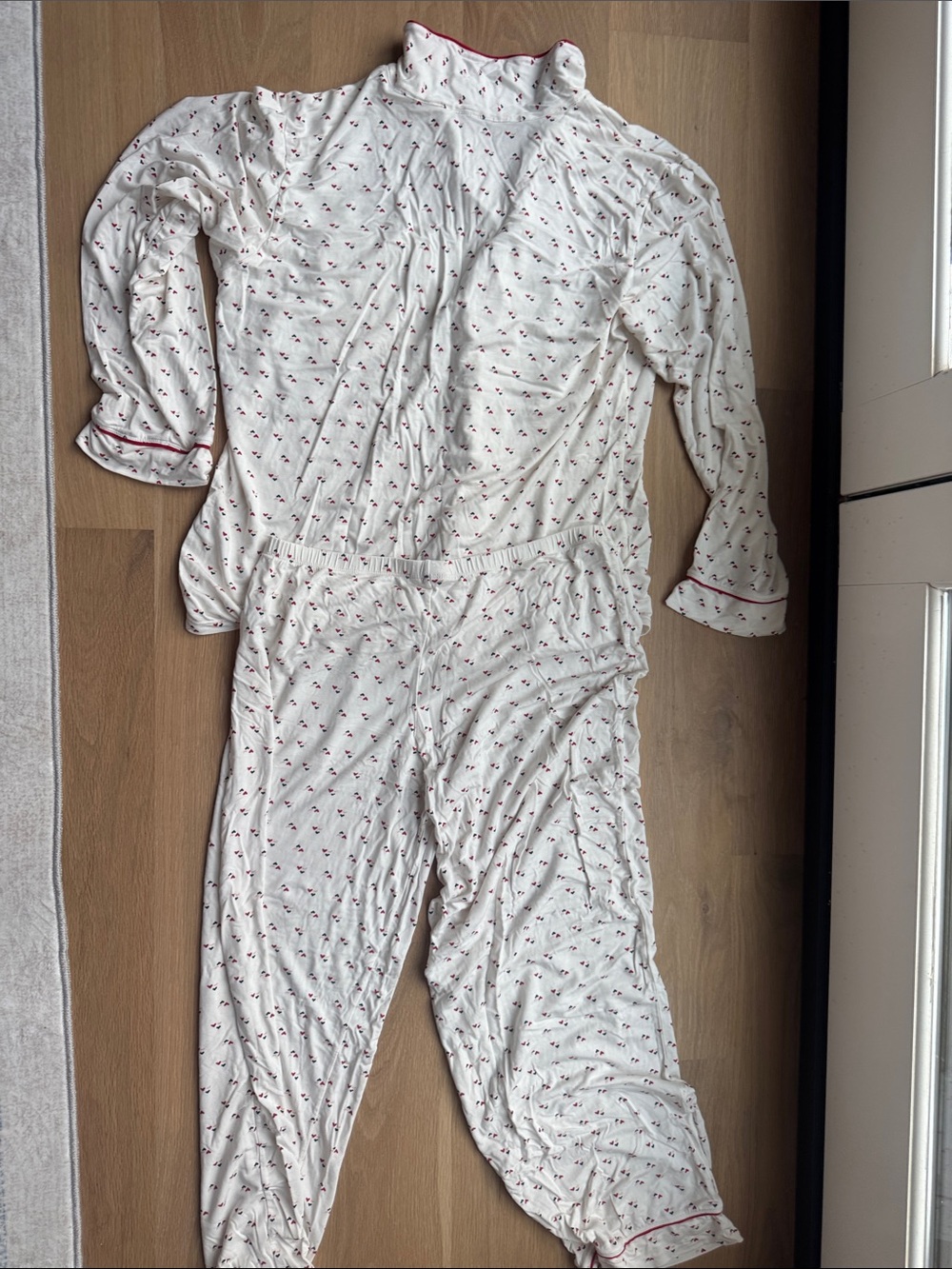 Eberjey Womens White Pajama Set with Pink Trim - Picture 4 of 4